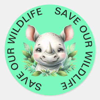 Sauvons nos Stickers Rhinoceros Wildlife