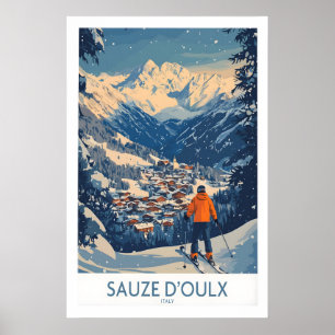 Sauze dOulx Ski Wall Art Poster Italy 1