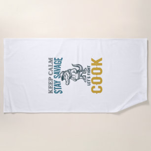 Savage Cook Alligator Vintage Engraving Graphic_1 Beach Towel