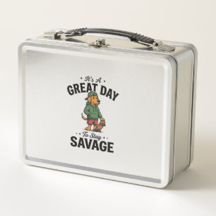 Savage Dog Vintage Engraving T-Shirt Design_1 Metal Lunch Box