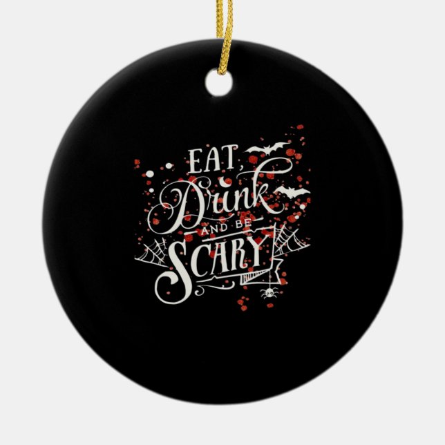 Savage Halloween Spooky Aesthetic Ceramic Ornament (Front)