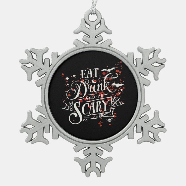 Savage Halloween Spooky Aesthetic Snowflake Pewter Christmas Ornament (Front)