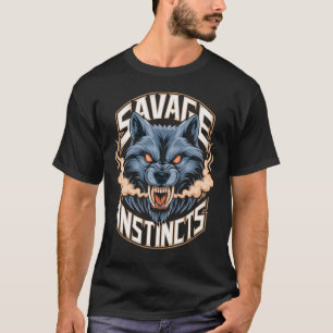 Savage Instincts – Ferocious Wolf Head with Flames T-Shirt