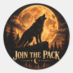 Savage Moon Werewolf Halloween Party Classic Round Sticker