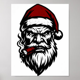 Savage Santa Claus Smoking Cigar Christmas  Poster