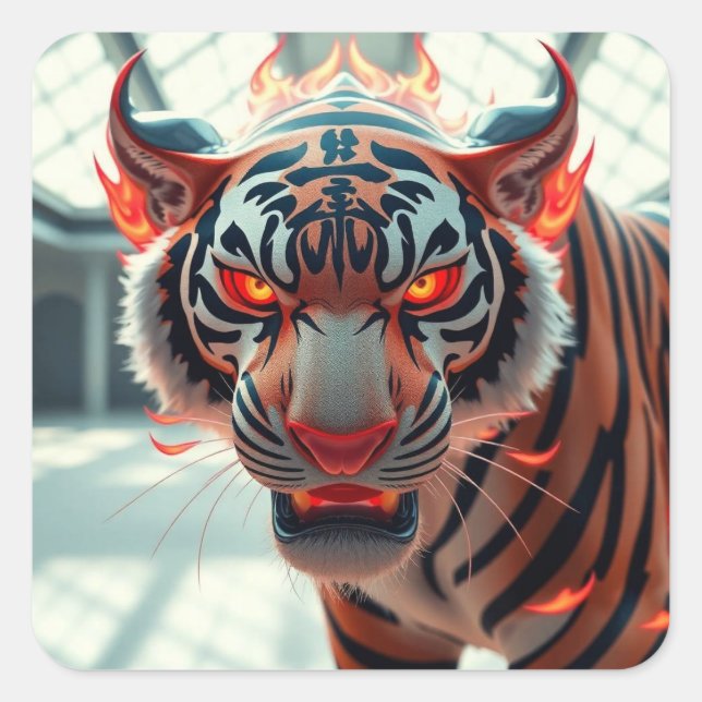 Savage Tiger Square Sticker (Front)