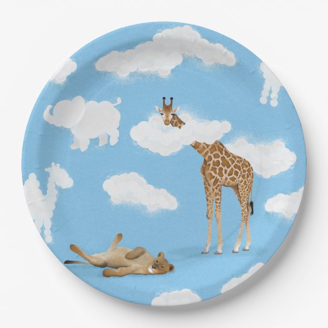 Savanna cloud animals paper plate (Front)