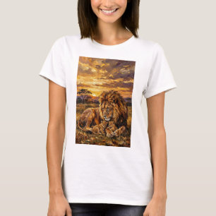Savanna Family Lion Art T‑Shirt Unisex   Pittura a T-Shirt