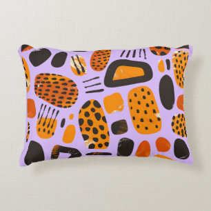 "Savanna Pop: Tribal Vibes in Orange & Black" Accent Pillow