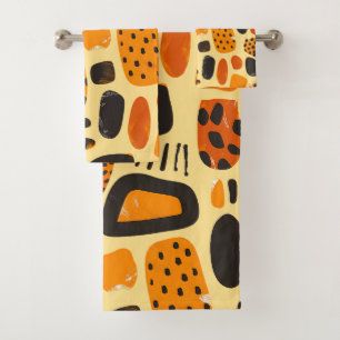 "Savanna Pop: Tribal Vibes in Orange & Black" Bath Towel Set