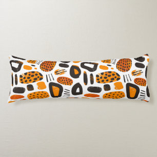 Savanna Pop: Tribal Vibes in Orange & Black Body Pillow