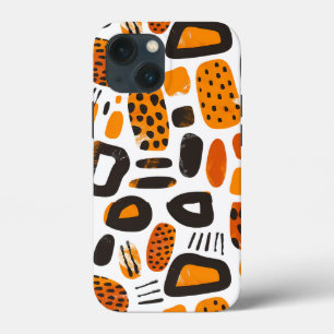 "Savanna Pop: Tribal Vibes in Orange & Black" iPhone 13 Mini Case