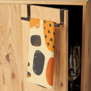 "Savanna Pop: Tribal Vibes in Orange & Black" Kitchen Towel