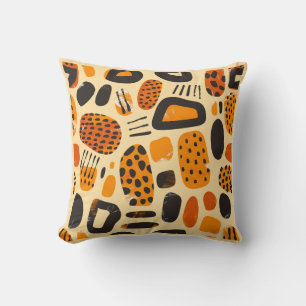 "Savanna Pop: Tribal Vibes in Orange & Black" Throw Pillow