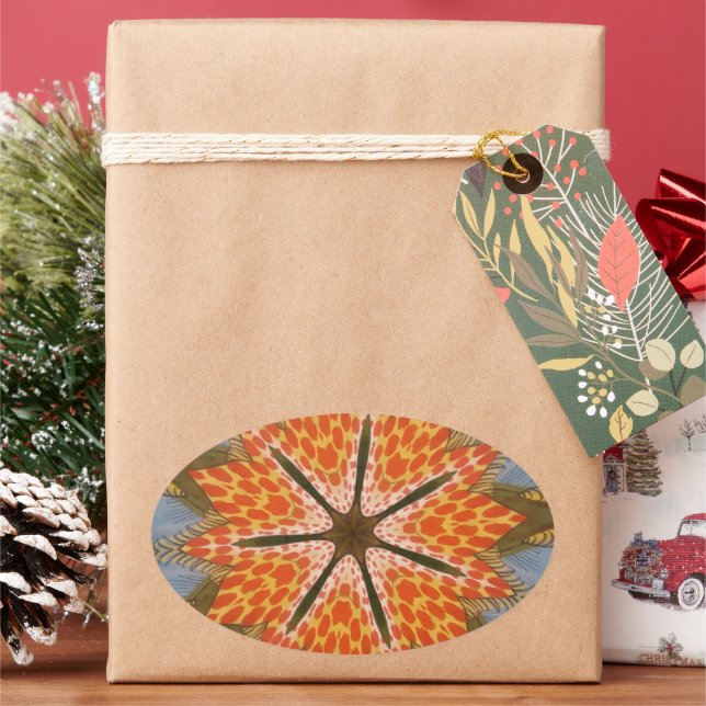 Savanna Star Bloom – A Bold African Animal Print Oval Sticker (Holiday)