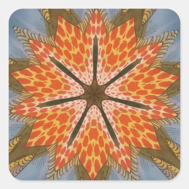 Savanna Star Bloom – A Bold African Animal Print Square Sticker (Front)