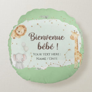 Savannah Animals Watercolor - Welcome Baby Round Pillow