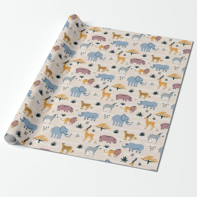 Savannah Animals Wrapping Paper (Unrolled)
