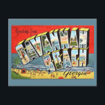 Savannah Beach Georgia 2 Greeting Postcard<br><div class="desc">A fun, colourful retro, vintage postcard for Savannah Beach, Georgia repurposed on a new postcard.</div>