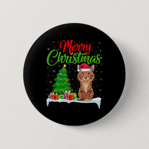 Savannah Cat Christmas Tree Lights Xmas Savannah C 2 Inch Round Button