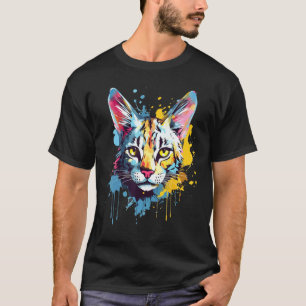 Savannah Cat Face Colourful Splash Art T-Shirt