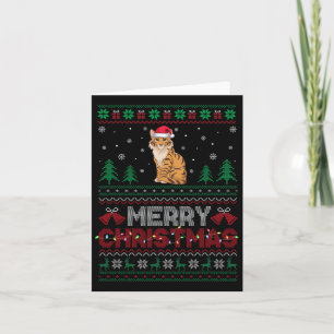 Savannah Cat Lovers Santa Hat Christmas Tree Light Card
