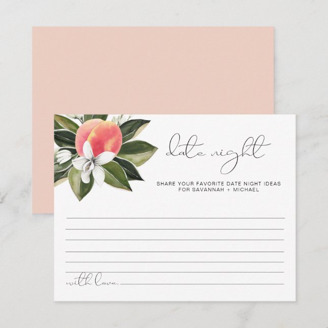 SAVANNAH Cute Peach Date Night Ideas Advice Card (Front/Back)