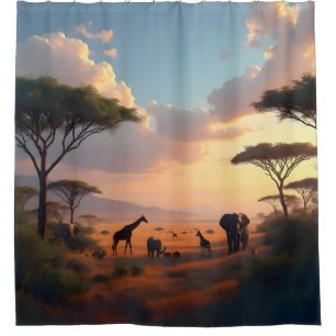 Savannah Dawn – African Sunrise Landscape Shower