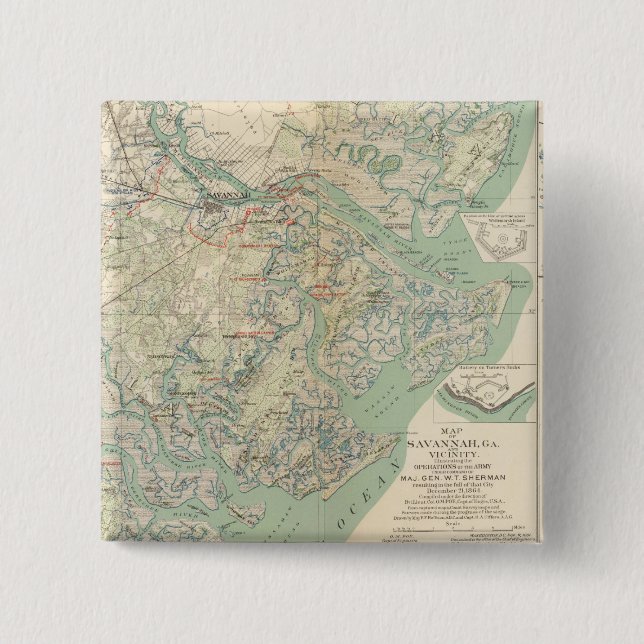 Savannah, Ga and vicinity 2 Inch Square Button (Front)