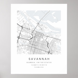 Savannah GA Minimalist City Map Art Print