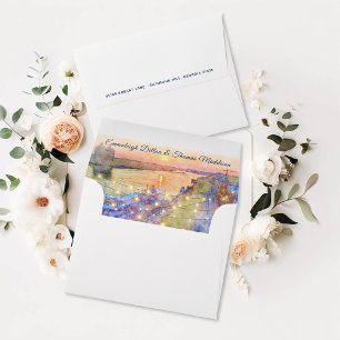 Savannah GA River Street Sunset Wedding Envelope