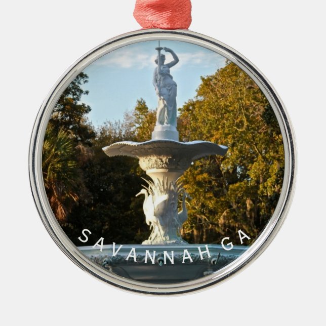 Savannah GA Souvenir | Forsyth Park Fountain Photo Metal Ornament (Front)