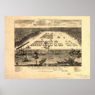 Savannah Georgia 1734 Antique Panoramic Map Poster