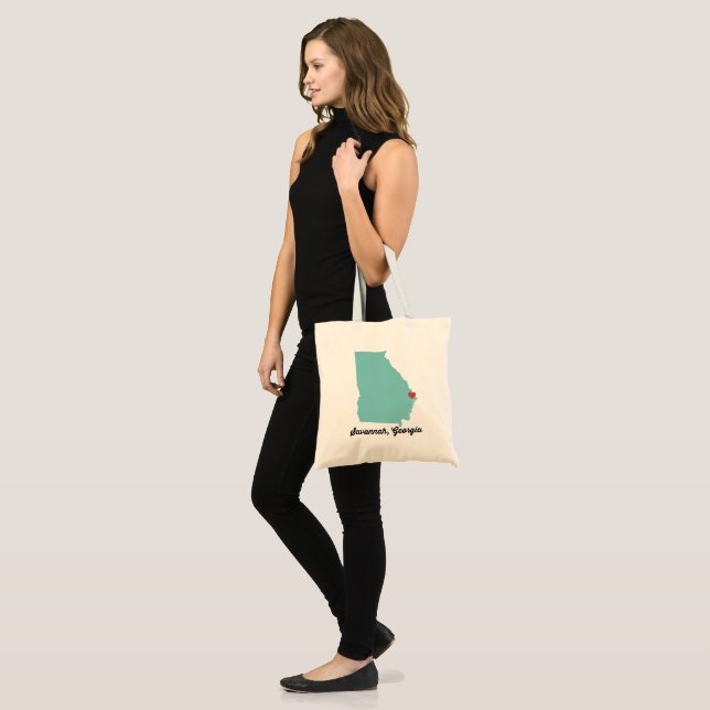 Savannah, Georgia budget tote - cute for shopping (Front (Model))