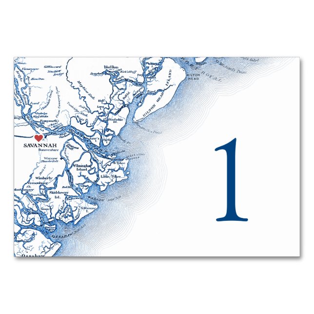 Savannah Georgia Carte Elégant Mariage bleu marine (Devant)
