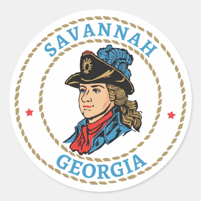 Savannah Georgia Colonial Classic Round Sticker (Front)