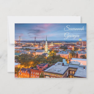 Savannah, Georgia Downtown View at Sunset Postcard