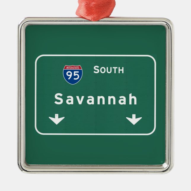 Savannah Georgia ga Interstate Highway Freeway : Metal Ornament (Front)