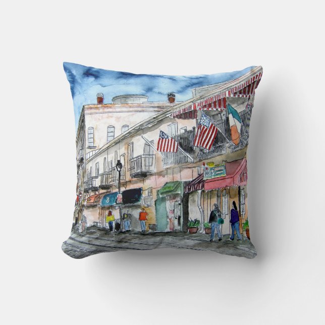 Savannah Georgia GA River street pillow (Front)