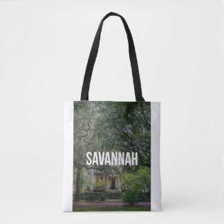 Savannah Georgia Historic Home and Live Oaks Tote Bag