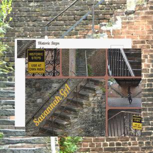Savannah Georgia Historic Steps Postcard