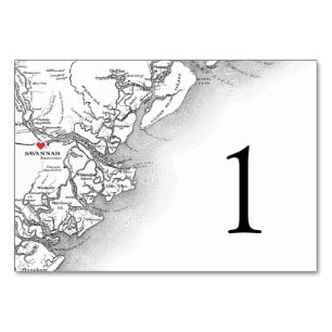 Savannah Georgia Map Elegant Black White Wedding Table Number
