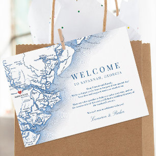 Savannah Georgia Navy Wedding Welcome Itinerary Thank You Card