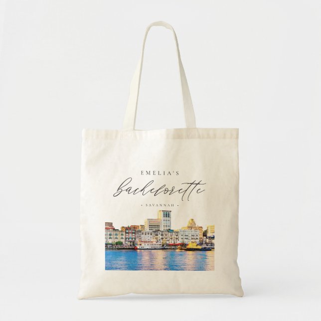 SAVANNAH Georgia Skyline Bachelorette Tote Bag (Front)