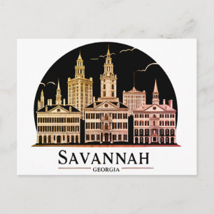 Savannah Georgia Skyline   Postcard