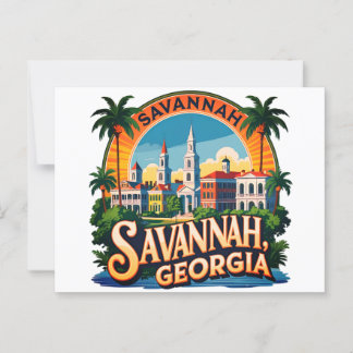 Savannah Georgia Skyline Postcard