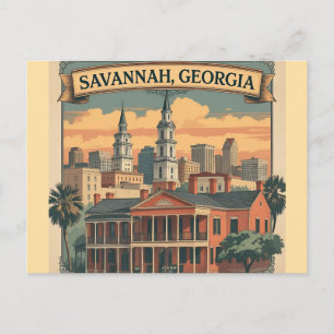 Savannah Georgia Skyline    Savannah Cityscape Postcard