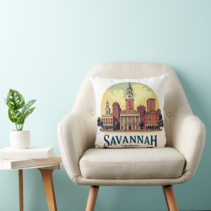 Savannah Georgia Skyline   Throw Pillow