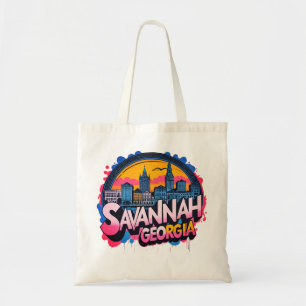 Savannah Georgia Skyline Tote Bag