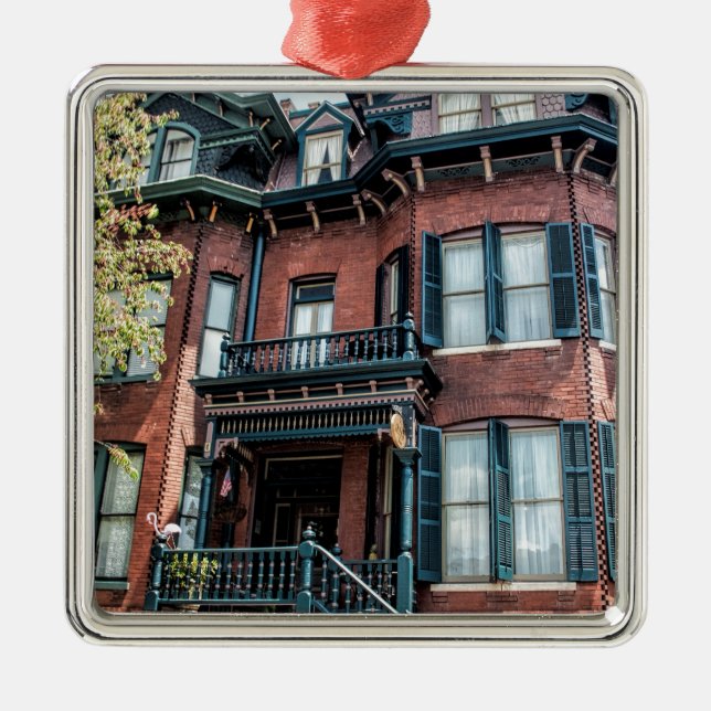Savannah Georgia Victorian Historical House Metal Ornament (Front)